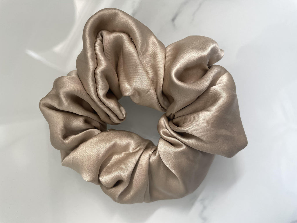 100% Mulberry Silk Scrunchie in Gold - Byeditstudio