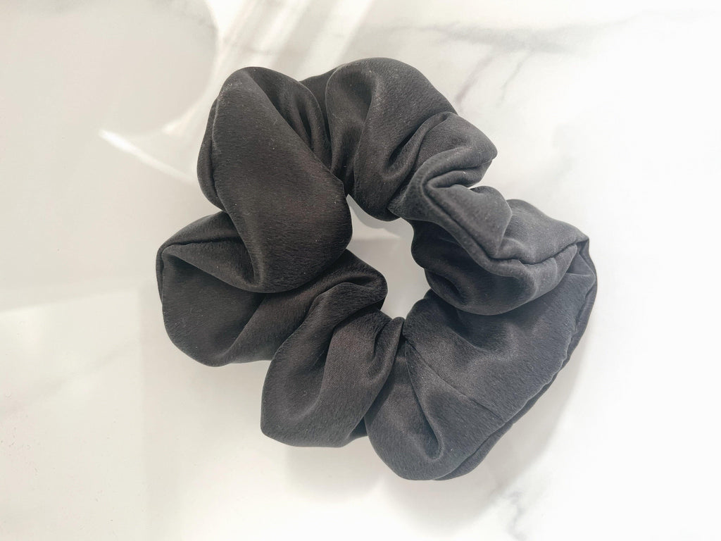 100% Mulberry Silk Scrunchie in Black Onyx - Byeditstudio