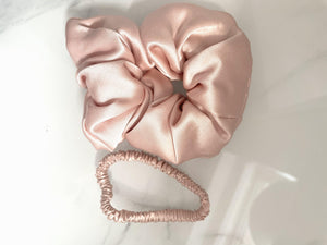 100% Mulberry Silk Scrunchie in Blush - Byeditstudio