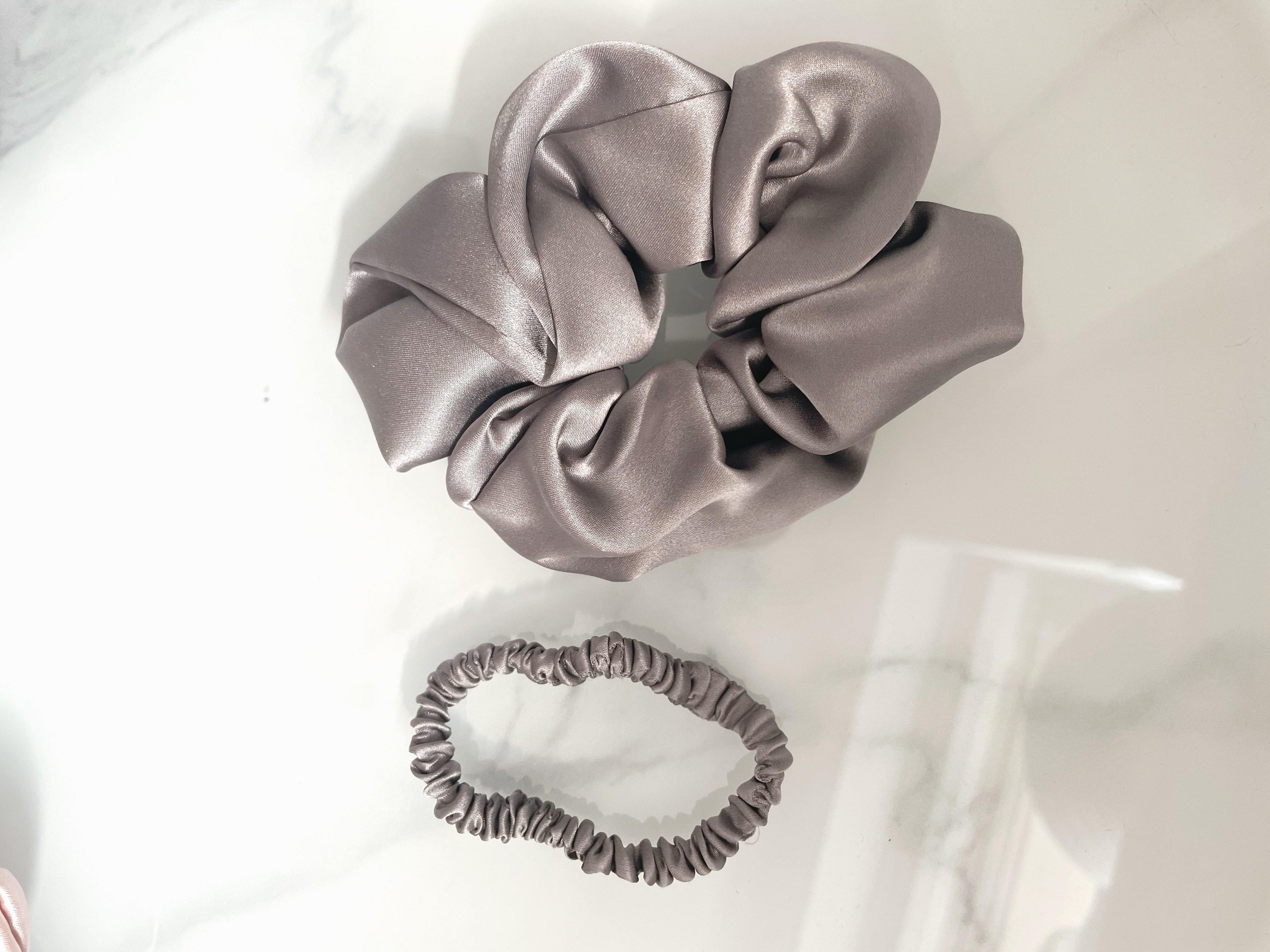 100% Mulberry Silk Scrunchie in Slate - Byeditstudio