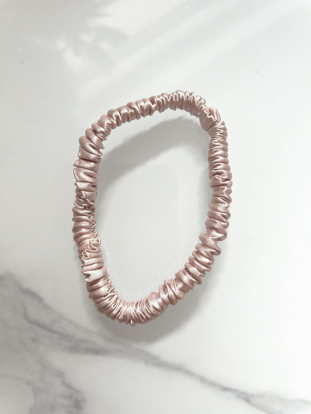 100% Mulberry Silk Skinny Scrunchie in Blush - Byeditstudio