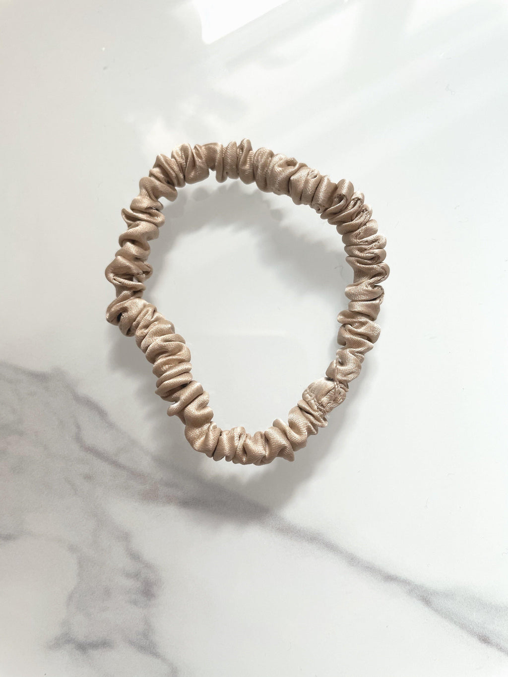 100% Mulberry Silk Skinny Scrunchie in Gold - Byeditstudio