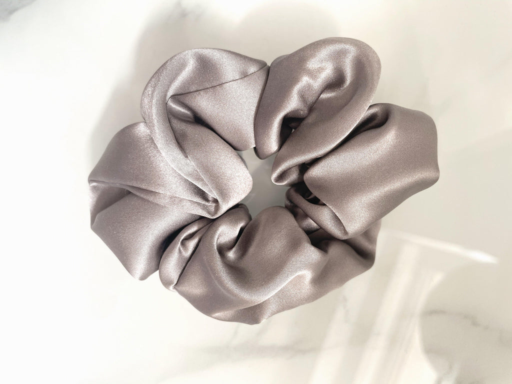 100% Mulberry Silk Scrunchie in Slate - Byeditstudio