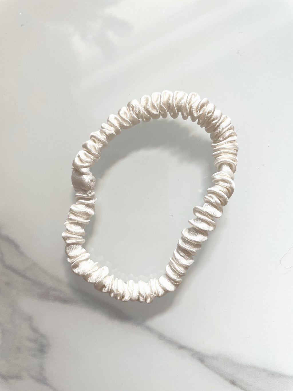 100% Mulberry Silk Skinny Scrunchie in Pearl - Byeditstudio