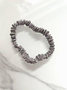 100% Mulberry Silk Skinny Scrunchie in Slate - Byeditstudio